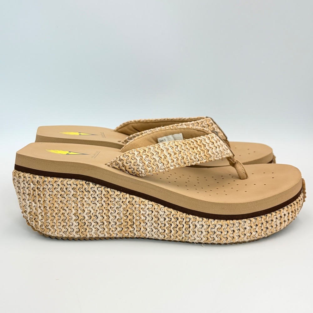 Volatile Neville Wedge Sandals Woven Raffia Platform Flip Flop Sz 8 Boho Summer - Picture 8 of 14